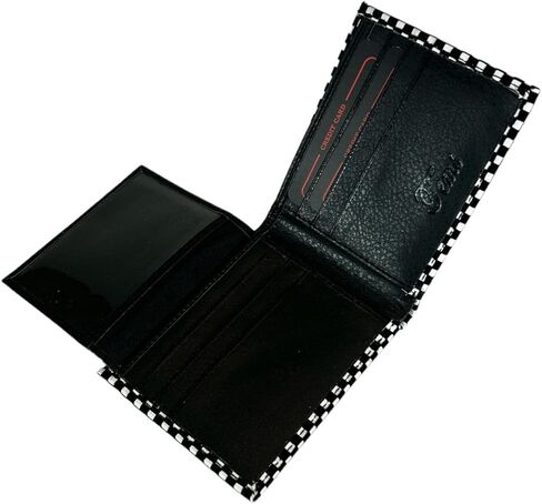 Tem's Collection Faux Leather Bifold Men's Wallet - Black Checkered in Saudi Arabia