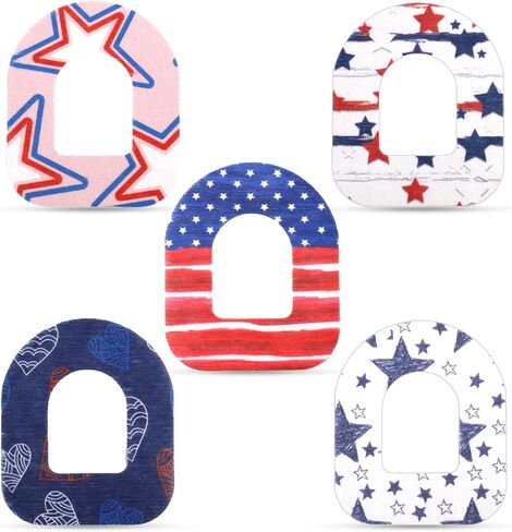 25pcs Adhesive Patches for Omnipod, 4th of July Independence Day CGM Patch Protector Waterproof Overpatch Sweatproof Tape Pre-Cut Sensor Sticker Cover Compatible with Omnipod 5 Over Patch (5 Styles) in Saudi Arabia