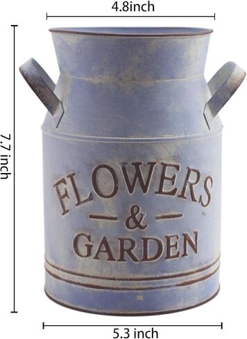 علبة حليب الياقوت بتصميم أنيق أنيق مجلفن بلمسة نهائية معدنية مزهرية ريفية بدائية حامل زهور مزخرف، 7.7 سم ارتفاع in Kuwait