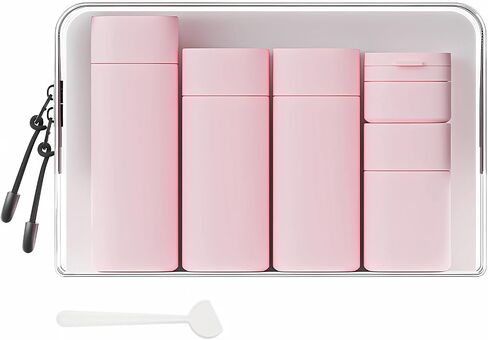 Travel Bottles for Toiletries, 5 Pack Travel Size Containers, TSA Approved Leak Proof Refillable Portable Travel Toiletry Bottles Set with Clear Toiletry Bag for Shampoo Conditioner, Lotion (Pink) in Saudi Arabia