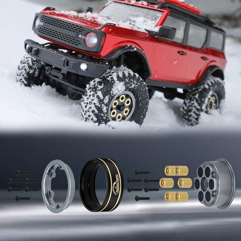Hobby Fans 1.0 بوصة Beadlock عجلة حافة محور عجلة ألومنيوم لـ 1/18 Traxxas TRX4M 1/24 FCX24 محوري SCX24 Bronco JLU CRC Deadbolt Gladiator RC أجزاء ترقية السيارة الزاحفة، فضي in Saudi Arabia