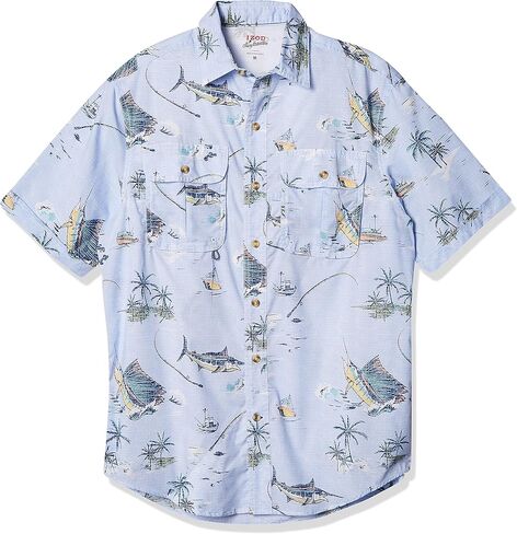 IZOD Men's Surfcaster Short Sleeve Button Down Patterned Fishing Shirt in Saudi Arabia
