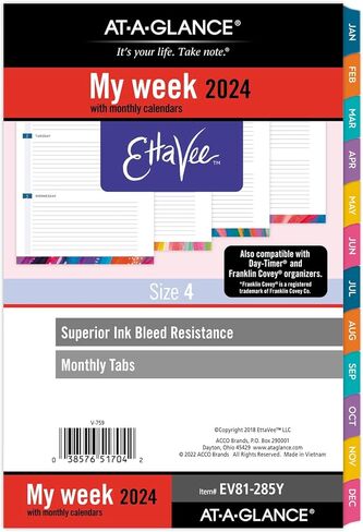 AT-A-GLANCE 2025 Planner Refill, Weekly & Monthly, 5-1/2" x 8-1/2", Desk Size, Loose-Leaf, Etta Vee (EV81-285Y-25) in Saudi Arabia