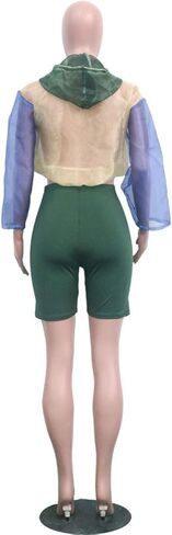 مجموعة من الملابس العلوية والسراويل القصيرة ذات الأكمام الطويلة الشبكية الشفافة للنساء من Angsuttc، مكونة من قطعتين in Kuwait