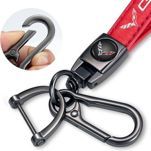 Genuine Leather Car Keychain Fit for Toyota Tacoma Avalon Camry Prius Avalon Corolla RAV4 Highlander Key Chain for Men and Women Family Present Key Ring Accessories（Red） in Saudi Arabia