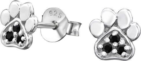 Paw-Print .925 Sterling-Silver Tiny Stud Earrings, Multiple Piercings, for Cartilage, Helix, 2nd Ear Piercing (Hypoallergenic) in Saudi Arabia