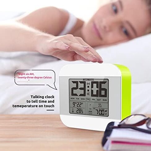 ساعة منبه ناطقة بصوت أنثوي، ساعة ناطقة مع وظيفة الرنين كل ساعة (وقت التحدث كل ساعة)، ساعة منخفضة الرؤية للمكفوفين/ضعاف البصر/كبار السن/المسنين (برتقالي) in Kuwait