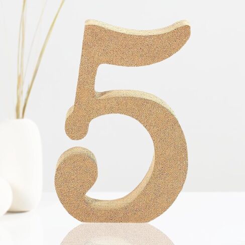 AOCEAN 6 Inch Designable Wood Numbers Unfinished Wood Numbers for Wall Decor Decorative Standing Numbers Slices Sign Board Decoration for Craft Home Party Projects (5) in Saudi Arabia