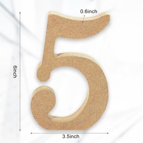 AOCEAN 6 Inch Designable Wood Numbers Unfinished Wood Numbers for Wall Decor Decorative Standing Numbers Slices Sign Board Decoration for Craft Home Party Projects (5) in Saudi Arabia