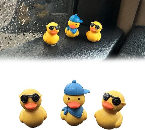 سيارة لطيف بطة ديكور مرآة الرؤية الخلفية الحلي الزينة لوحة القيادة شاحنة زخرفة الداخلية تزيين الشكل مضحك EV الهدايا الزخرفية RV الديكورات الملحقات العالمية (3 قطع) in Kuwait