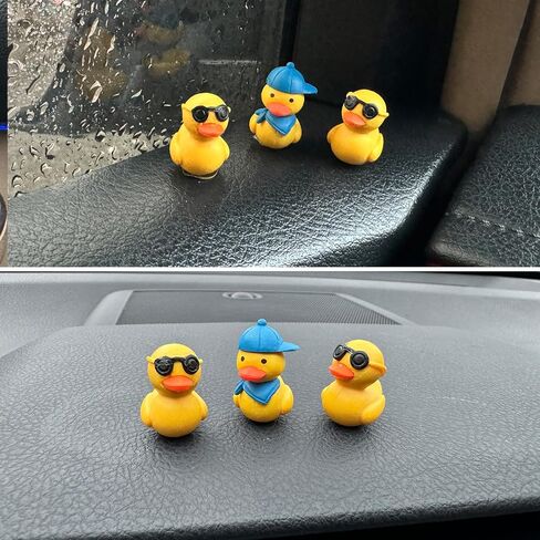 سيارة لطيف بطة ديكور مرآة الرؤية الخلفية الحلي الزينة لوحة القيادة شاحنة زخرفة الداخلية تزيين الشكل مضحك EV الهدايا الزخرفية RV الديكورات الملحقات العالمية (3 قطع) in Kuwait