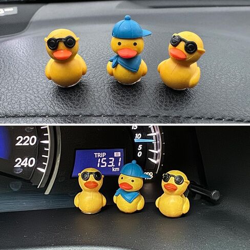 سيارة لطيف بطة ديكور مرآة الرؤية الخلفية الحلي الزينة لوحة القيادة شاحنة زخرفة الداخلية تزيين الشكل مضحك EV الهدايا الزخرفية RV الديكورات الملحقات العالمية (3 قطع) in Kuwait