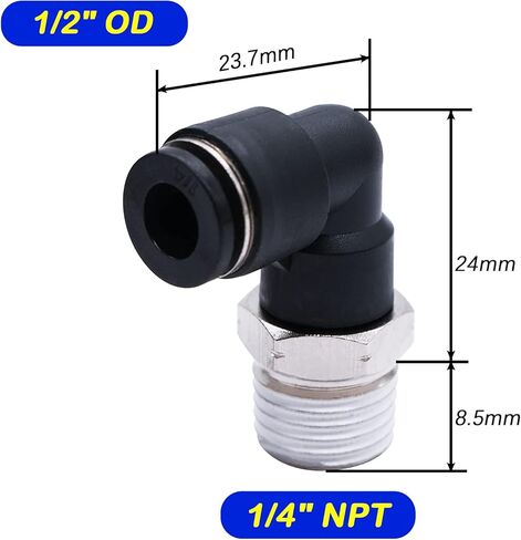 mxuteuk 5 قطع دفع لتوصيل التركيبات الهوائية ذكر الكوع موصل تركيبات خط الهواء 90 درجة دفع في تركيبات القفل 1/4 بوصة أنبوب OD × 1/4 بوصة NPT الموضوع in Kuwait