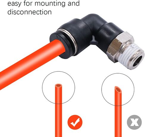 mxuteuk 5 قطع دفع لتوصيل التركيبات الهوائية ذكر الكوع موصل تركيبات خط الهواء 90 درجة دفع في تركيبات القفل 1/4 بوصة أنبوب OD × 1/4 بوصة NPT الموضوع in Kuwait