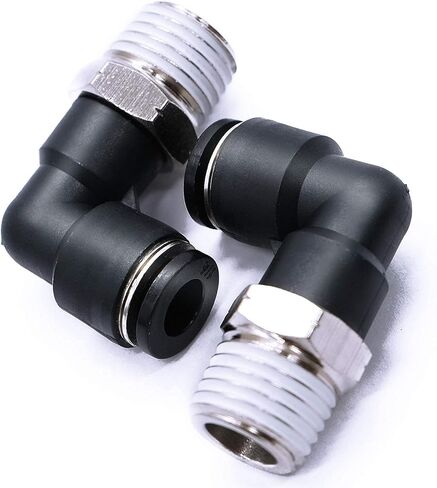 mxuteuk 5 قطع دفع لتوصيل التركيبات الهوائية ذكر الكوع موصل تركيبات خط الهواء 90 درجة دفع في تركيبات القفل 1/4 بوصة أنبوب OD × 1/4 بوصة NPT الموضوع in Kuwait