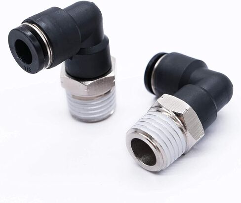 mxuteuk 5 قطع دفع لتوصيل التركيبات الهوائية ذكر الكوع موصل تركيبات خط الهواء 90 درجة دفع في تركيبات القفل 1/4 بوصة أنبوب OD × 1/4 بوصة NPT الموضوع in Kuwait