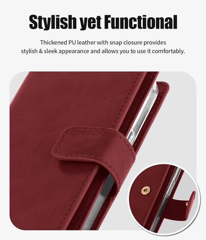 محفظة GOOSPERY Mansoor مصممة لحافظة iPhone 14 [9 فتحات للبطاقات + 2 جيب جانبي إضافي] حامل بطاقة داخلي مزدوج الجوانب متعدد الفتحات وغطاء هاتف قابل للطي للتخزين الواسع - وردي فاقع in Kuwait