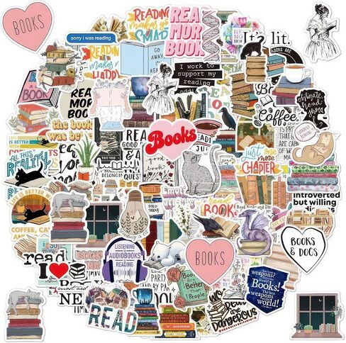 100 Pcs Book Stickers Pink Stickers Pink Stickers for Kids Teens Booktok Stickers Romance Book Stickers for Desk Backpacks Planners Book Lover Stickers Waterproof in Saudi Arabia
