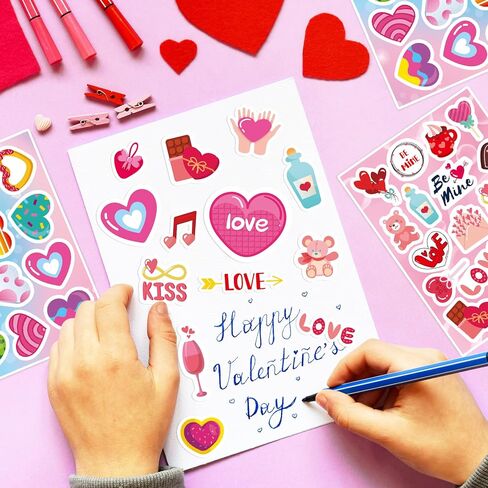 Love Heart Stickers for Kids: 490PCS Colorful Love Heart Decorative Stickers Bulk Kit Cards Craft Decorative for Girl Boy Party Favors Gifts Wedding Party Supplies Classroom Reward in Saudi Arabia