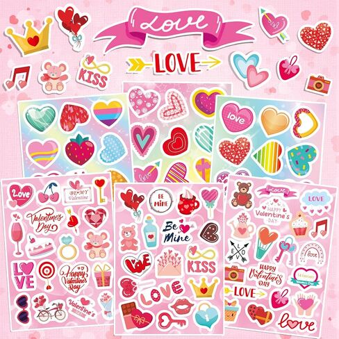 Love Heart Stickers for Kids: 490PCS Colorful Love Heart Decorative Stickers Bulk Kit Cards Craft Decorative for Girl Boy Party Favors Gifts Wedding Party Supplies Classroom Reward in Saudi Arabia