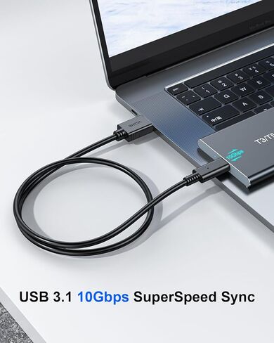 كابل USB 3.0 إلى USB C، 1FT، نقل بيانات بسرعة 10 جيجابت في الثانية، شحن سريع 3A، متوافق مع USB C SSD خارجي، Samsung Galaxy S21 S20 S10 S9 S8 Note 20، Pixel in Kuwait