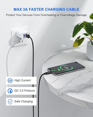 كابل USB 3.0 إلى USB C، 1FT، نقل بيانات بسرعة 10 جيجابت في الثانية، شحن سريع 3A، متوافق مع USB C SSD خارجي، Samsung Galaxy S21 S20 S10 S9 S8 Note 20، Pixel in Kuwait