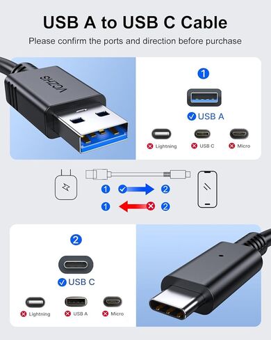 كابل USB 3.0 إلى USB C، 1FT، نقل بيانات بسرعة 10 جيجابت في الثانية، شحن سريع 3A، متوافق مع USB C SSD خارجي، Samsung Galaxy S21 S20 S10 S9 S8 Note 20، Pixel in Kuwait