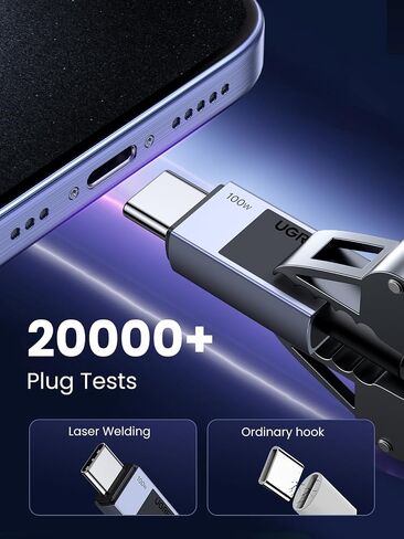 كابل يو جرين USB C 100 وات، كابل USB C إلى USB C شحن سريع، كابل شاحن USB C من النوع C متوافق مع iPhone 15/15 Pro/15 Pro Max، MacBook Pro/Air، Galaxy S24/S23، iPad Pro/Air، Pixel 8، 3.3 قدم in Kuwait