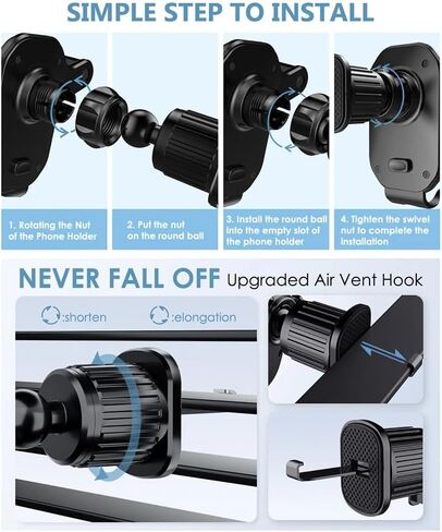 Fayet Car Air Vent Phone Mount,Stable & Secure,360°Rotation,Case Friendly,Compatible for All Series and 4-7 Inches Cellphone (for Cars (Essential Version)) in Kuwait