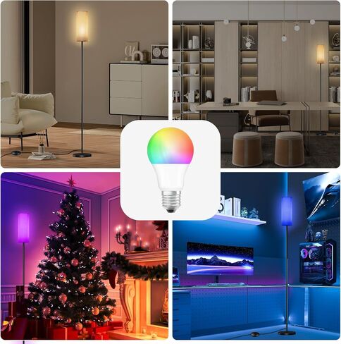 Floor Lamp for Living Room - White Linen Lamp Shade LED Tall Standing Lamp with Remote Control & Foot Switch, Dimmable Room Lamps with 9W RGBCW Bulb,Modern Lamps for Living Room,Bedroom,Office in Saudi Arabia