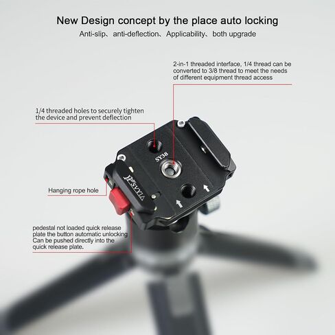 SY38 Camera Auto Lock Quick Release Kit,Used for Sony,Canon etc more brand, Used for Tripods, Stabilizers, Gimbals,Slider etc Quick switching.(1 Quick Release pedestal+1 Quick Release plate) in Saudi Arabia