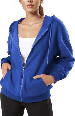 GIVON Women's Oversized Zip Up Hoodie Lightweight Thin Long Sleeve Hooded Sweatshirt with Pockets in Kuwait