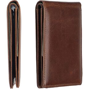 Slim Leather Wallet for Men,Ultra Thin Folding Compact Design Minimalist Wallet,Father's Day Gifts（Brown (BROWN)