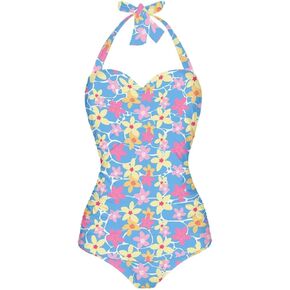 V Neck Swimwear for Women One Piece Swimsuit Polyester Bathing Suit Tummy Control Monokini for Ladies Summer