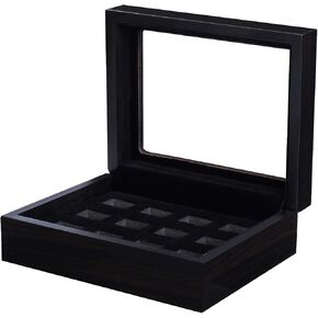 Championship Ring Display Case Display Case for Sports Rings Baseball Ring Display Wooden Box(12 Holes, Red)