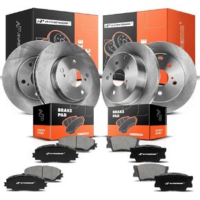 A-Premium Front and Rear Drilled and Slotted Disc Brake Rotors + Ceramic Pads Kit Compatible with Select Lexus and Toyota Models - HS250h 2010-2012, RAV4 2006-2018, 12-PC Set