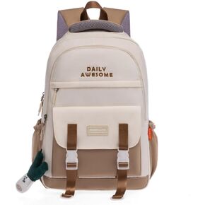Kawaii Backpack with Cute Pendant Accessories Aesthetic Casual Travel Backpack Unisex 20L (black)