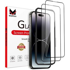 MASETECH iPhone 14/13/13 Pro Screen Protector Tempered Glass Compatible with Apple (2 Pack)