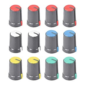 uxcell 12Pcs Potentiometer Volume Control Knob Cap Plastic Multicolors 6mm Shaft 12mm X 17mm