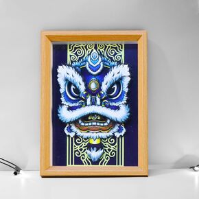 Framed Wall Art Home Decor, 3D Waking Lion Small Wall Decor for Bedroom, Wall Art for living Room Office Bathroom Wall Decor 6.7X8.7 Inch, Red