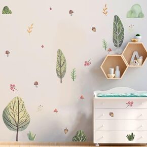 Jungle Animals Wall Stickers Forest Tree Baby Nursery Animals Wall Decals Elephant Lion Zebra Giraffe Wall Stickers Peel and Stick Decals for Baby Nursery Kids Room Daycare Playroom Wall Decor