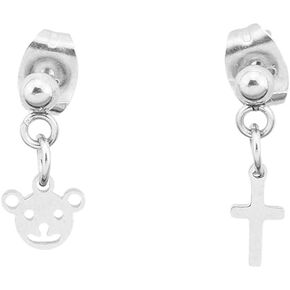 Cross Earrings Stainless Steel Men's Women's Goth Edgy Punk Rock Hip Hop Kpop Feather Star Cross Tiger Dangle Dangly Hanging Hoop Stud Earrings Hypoallergenic