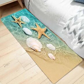 Bath Rugs Sponge Foam Absorbent Soft for Bathroom and Kitchen (47x18 inches),Flannel Mat Non Slip Bright 3D Print for Bedside and Living Room(Dolphin Coral Fish School)