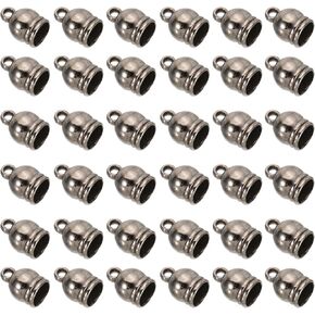 PATIKIL 8mm Cord End Caps, 50Pcs Alloy Round Terminators Cord Findings Clasp for Jewelry Making Bracelet Tassel DIY Crafts, Black