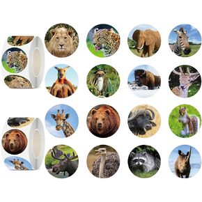 600 Pcs Animal Stickers Rolls for Kids-Round 1.5 Inch 16 Tyles Zoo Animal Kindergarten Stickers Teacher Stickers for Kids Birthday Party School Reward Giveaways