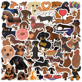 60 Pcs Kawaii Dachshund Dog Stickers Pack for Water Bottles, Sausage Pet Dogs Stickers, Puppy Waterproof Vinyl Decals for Bike Luggage Computer Laptop Scrapbook Skateboard Phone