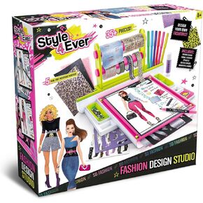 Canal Toys Style 4 Ever Fashion Design Studio, Design your own Fashions, Design Sheets with Stencils, Stickers, and Fabrics, Add Colors, Patterns, and Textures, All Organized in the Stylish Studio