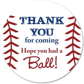 Made in USA 40 cnt Baseball Favor Thank You Stickers - Birthday Favor Stickers …