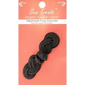Sew Trendz-Vision Trims Handmade Chinese Frogs Button Closures- Sewing Quilting Renaissance Dance Hawaiian Costumes Outfit Drapery Home Décor- Black- Double 8 Design- 1"x3"- 1 Pair/pk - #FG-70B