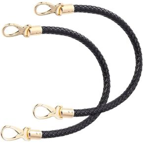 2 Pcs Shoulder Bag Replacement Handles Handbag Leather Handles Braided Rope Handbag Straps with Metal Swivel Hooks for Bag, Wallet
